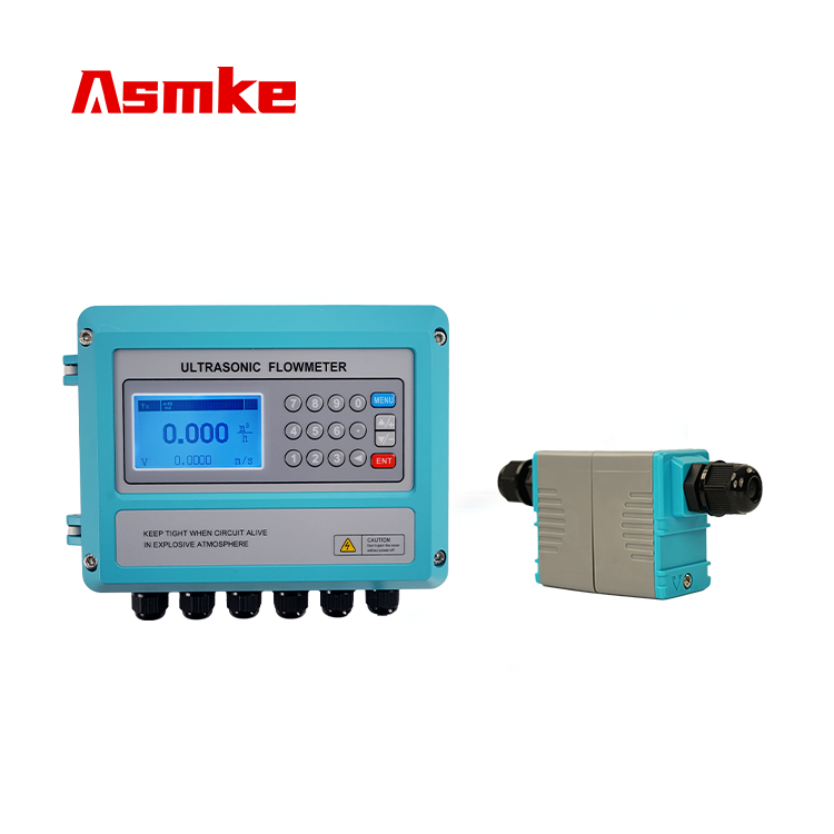 Asmke Wall-mounted Ultrasonic Flowmeter Host and Clamp-on Sensor Complete Set